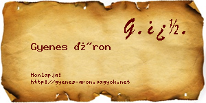 Gyenes Áron névjegykártya